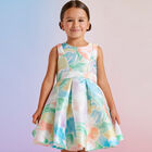 Girls Multi-Colored Floral Satin Dress, 2, hi-res