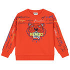 Boys Orange Tiger Logo Sweatshirt, 1, hi-res