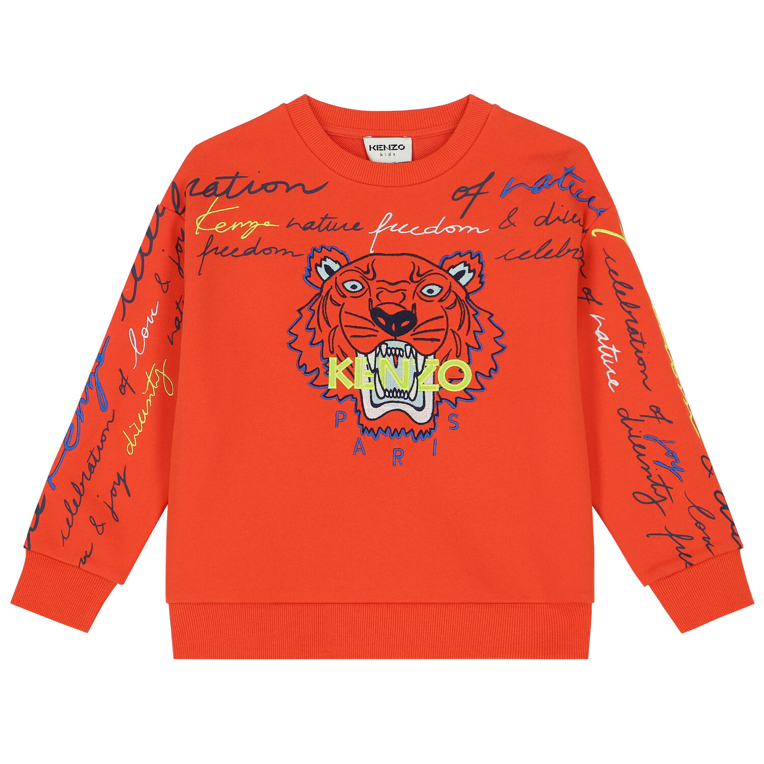 Boys Orange Tiger Logo Sweatshirt, 1, hi-res