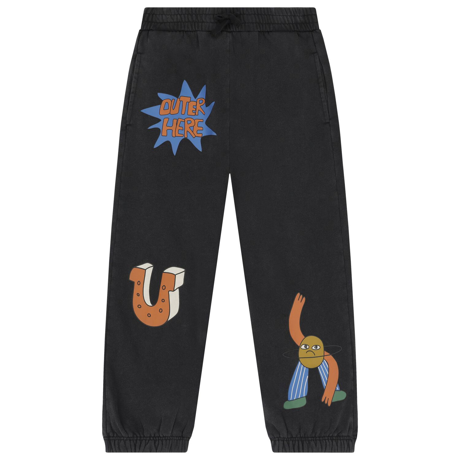 Boys Black Graphic Joggers, 1, hi-res
