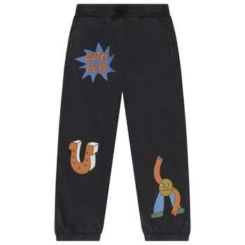 Boys Black Graphic Joggers