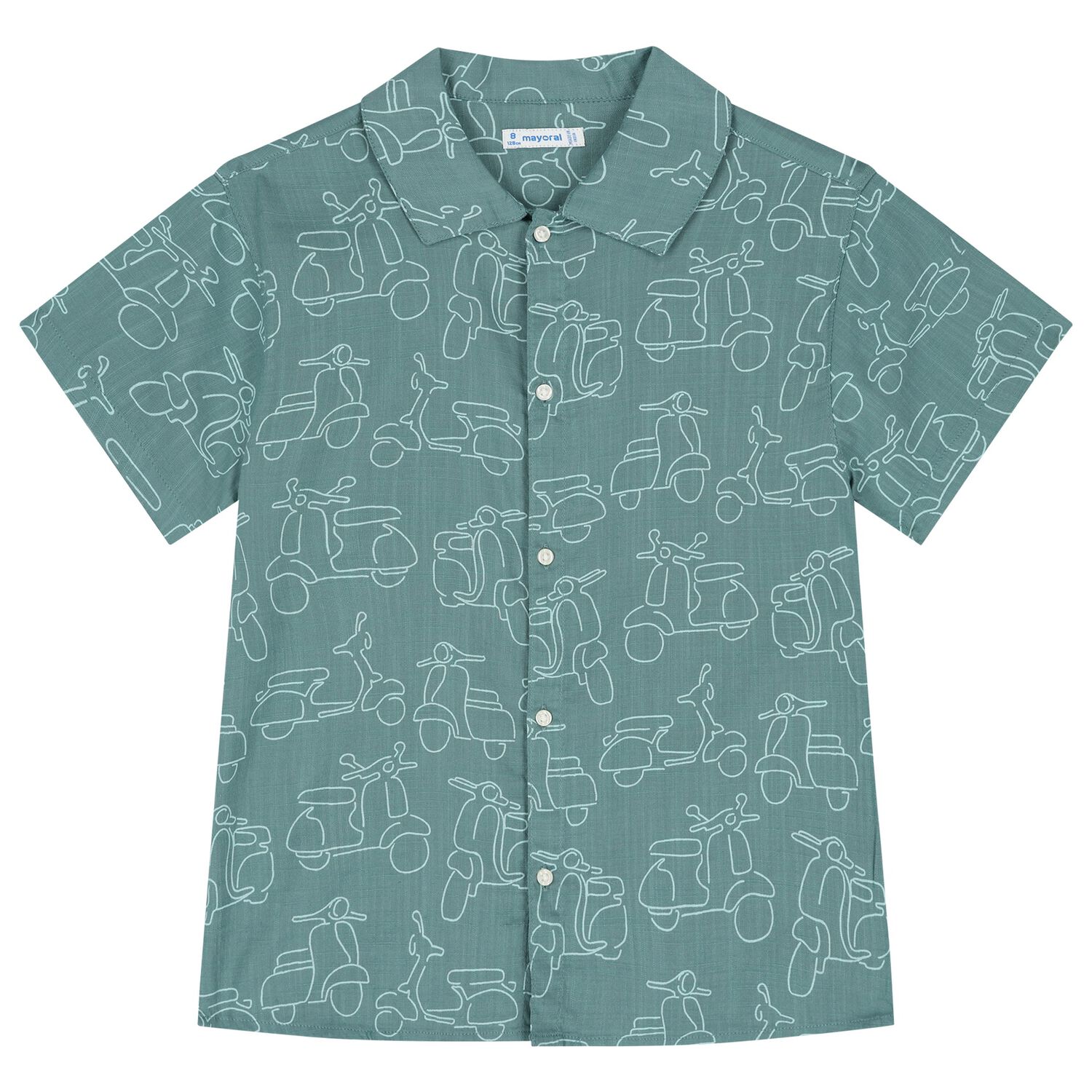 Boys Green Motorbike Shirt, 1, hi-res