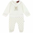 Ivory & Gold Logo Babygrow, 3, hi-res