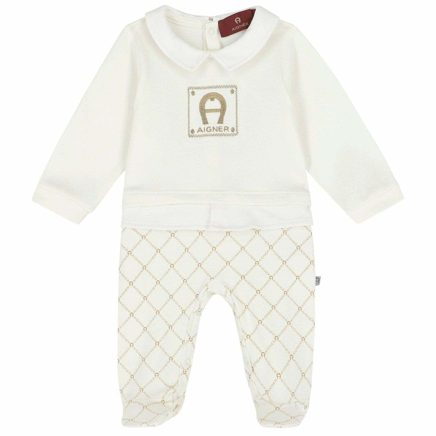 Ivory & Gold Logo Babygrow, 3, hi-res image number null
