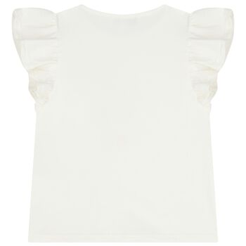 Girls Ivory Ruffled Flower Blouse