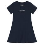 Girls Navy Blue Logo Dress, 1, hi-res