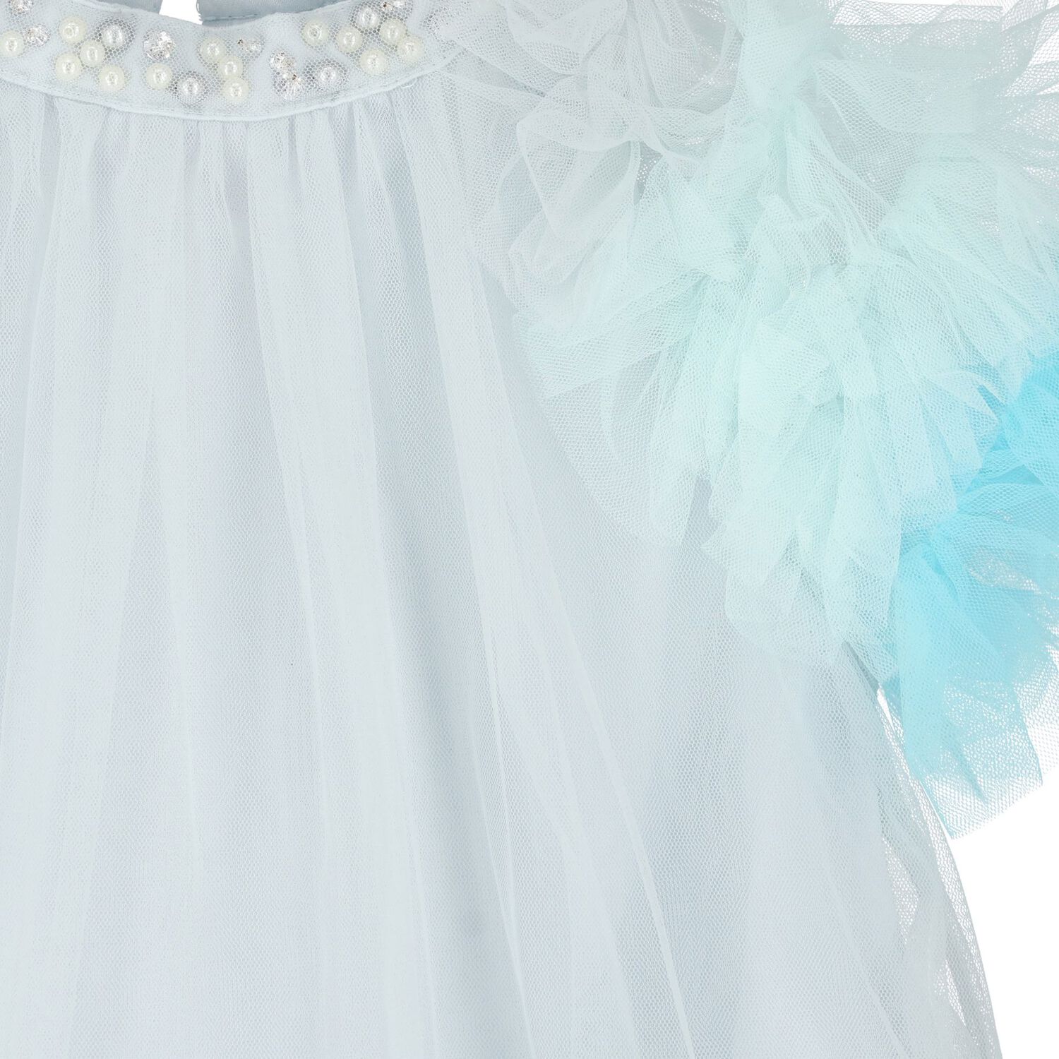 Baby Girls Blue Ruffled Tulle Dress Set, 1, hi-res