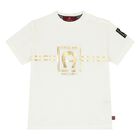 Younger Boys Ivory & Gold Logo T-Shirt, 1, hi-res