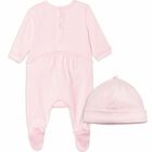 Baby Girls Pink Babygrow & Hat Set, 1, hi-res