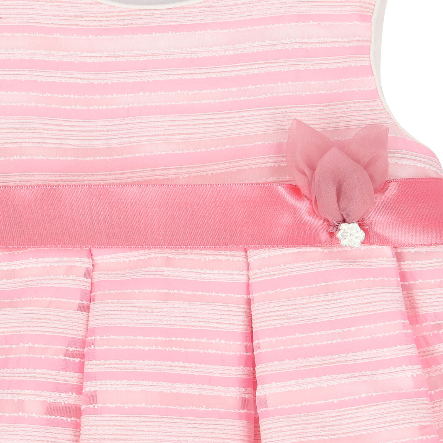 Younger Girls Pink & White Striped Dress, 1, hi-res