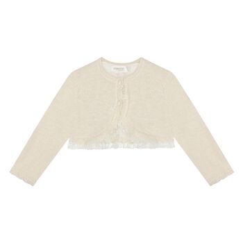 Baby Girls Gold Lace Trim Cardigan