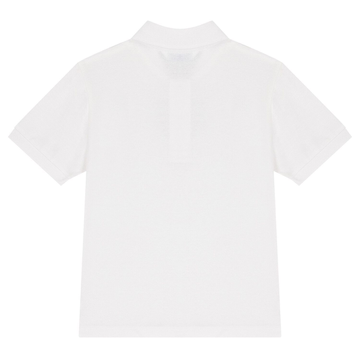 Boys White Logo Polo Shirt, 2, hi-res image number null