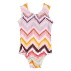 Younger Girls Multi-Coloured Zig Zag Swimsuit, 1, hi-res
