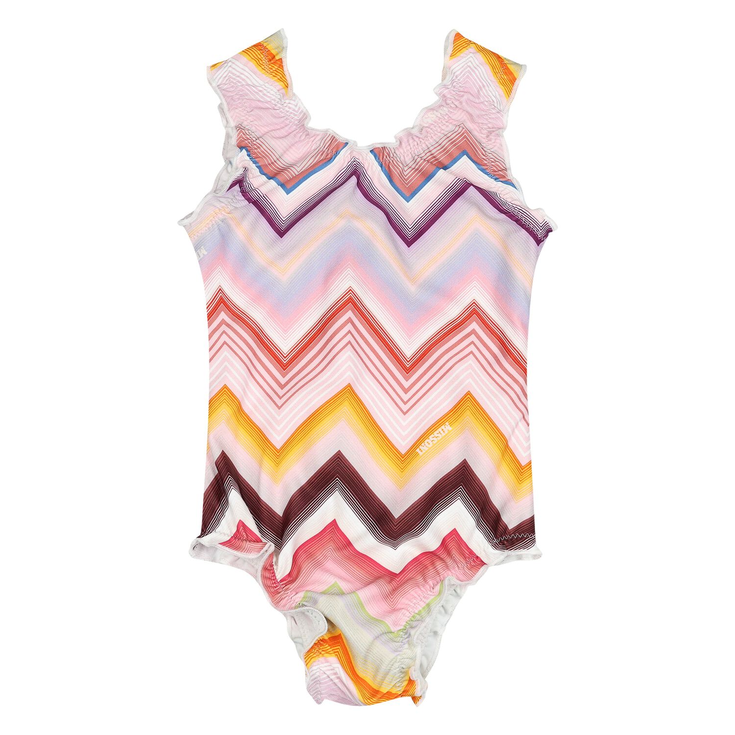 Younger Girls Multi-Coloured Zig Zag Swimsuit, 1, hi-res