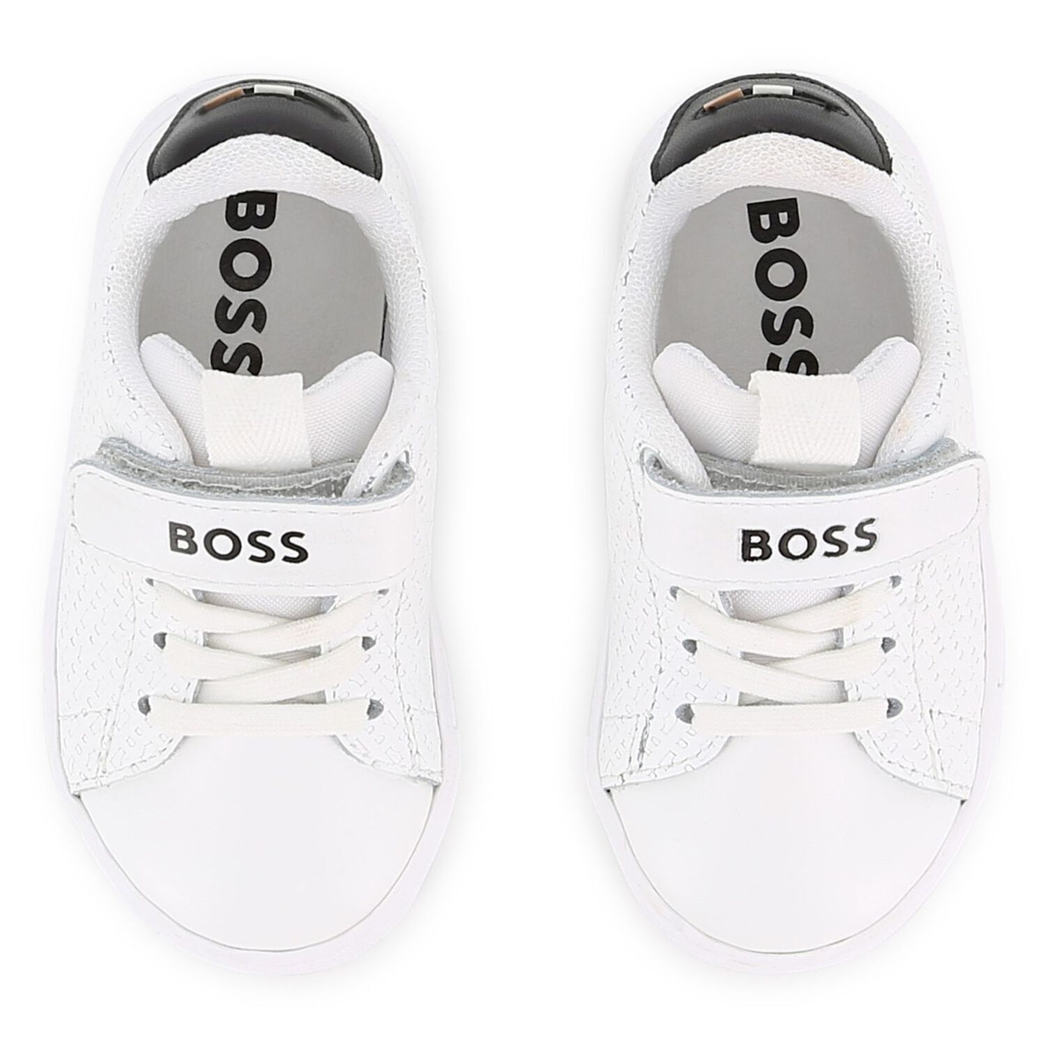 Boys White Logo Leather Trainers, 1, hi-res