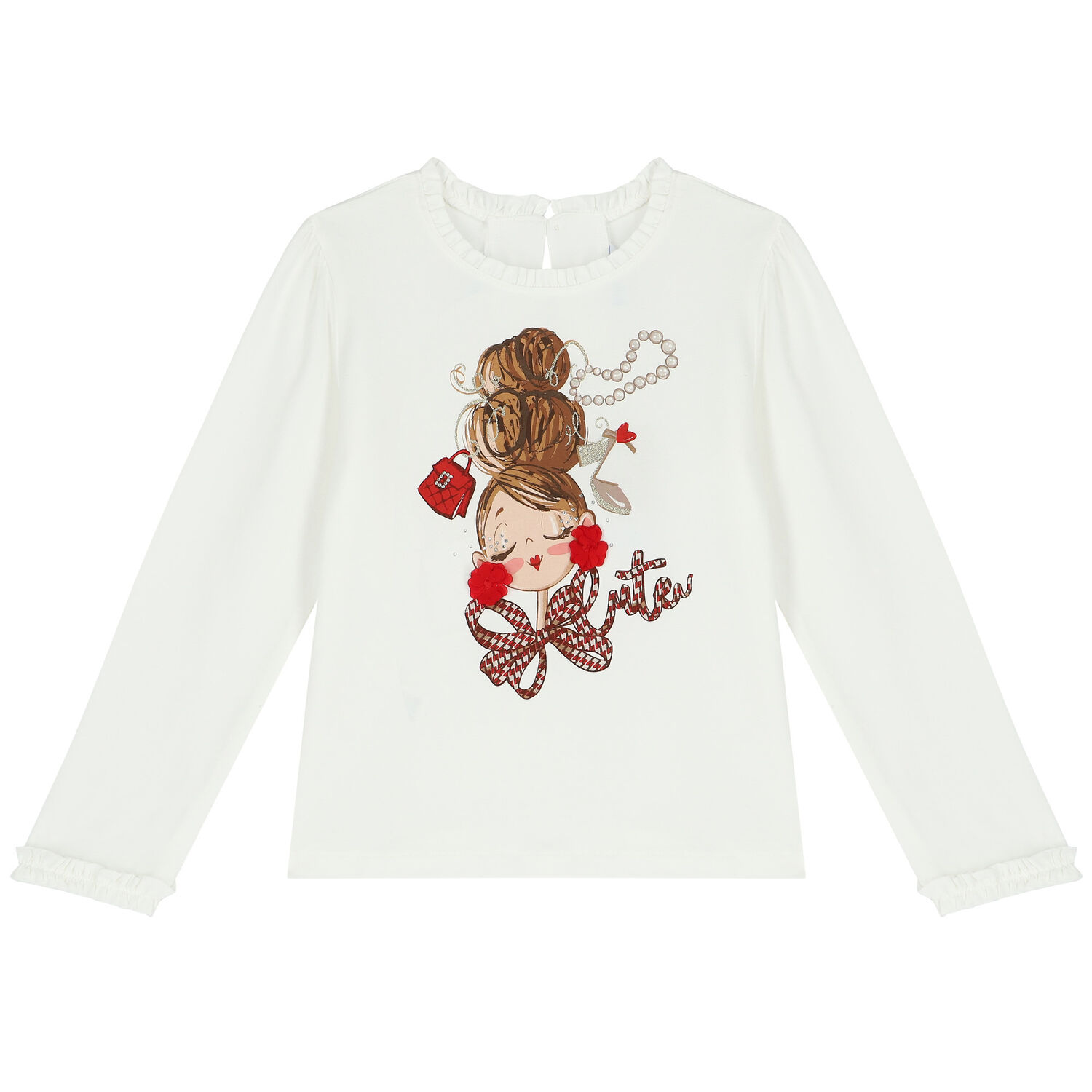 Girls Ivory Long Sleeve Top&Acirc;&nbsp;, 2, hi-res
