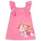 Girls Pink Mermaid Ruffled Dress, 2, hi-res
