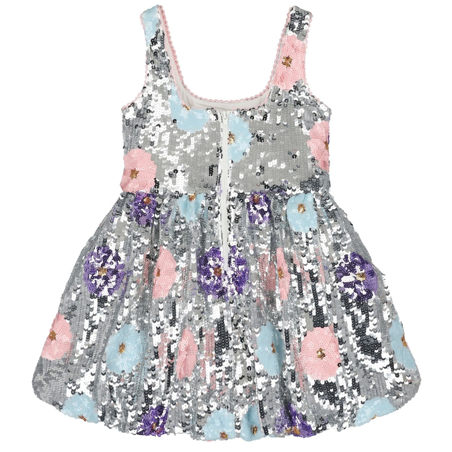 Girls Silver Sequin Dress, 1, hi-res