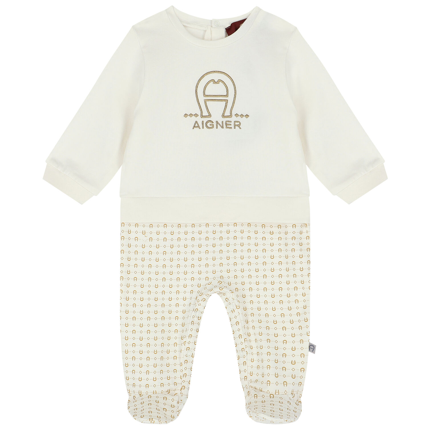 Ivory & Gold Logo Babygrow Set, 1, hi-res