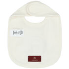 Ivory & Gold Pima Cotton Logo Bib, 1, hi-res