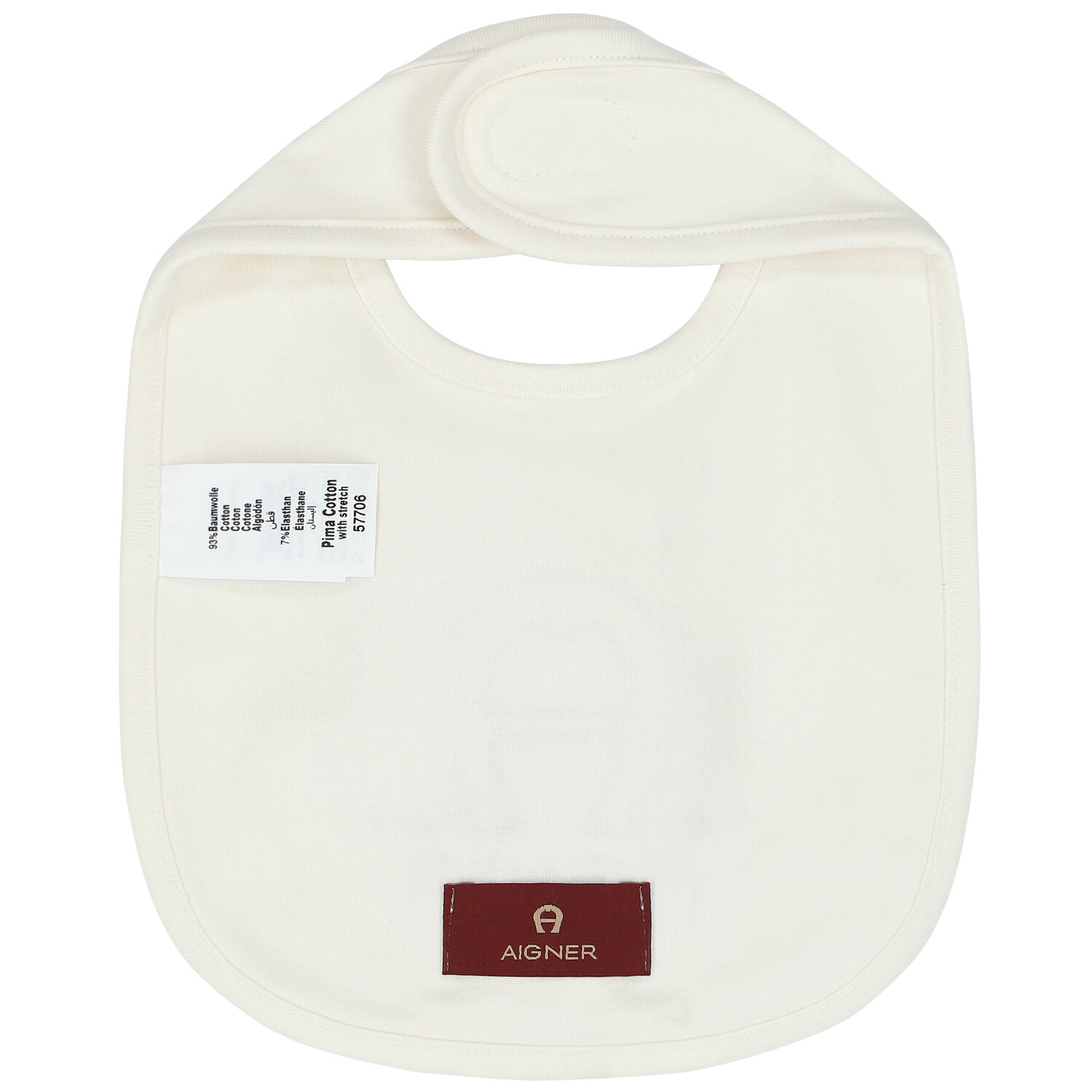 Ivory & Gold Pima Cotton Logo Bib, 1, hi-res