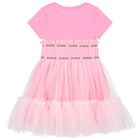 Girls Pink Logo Tulle Dress, 1, hi-res