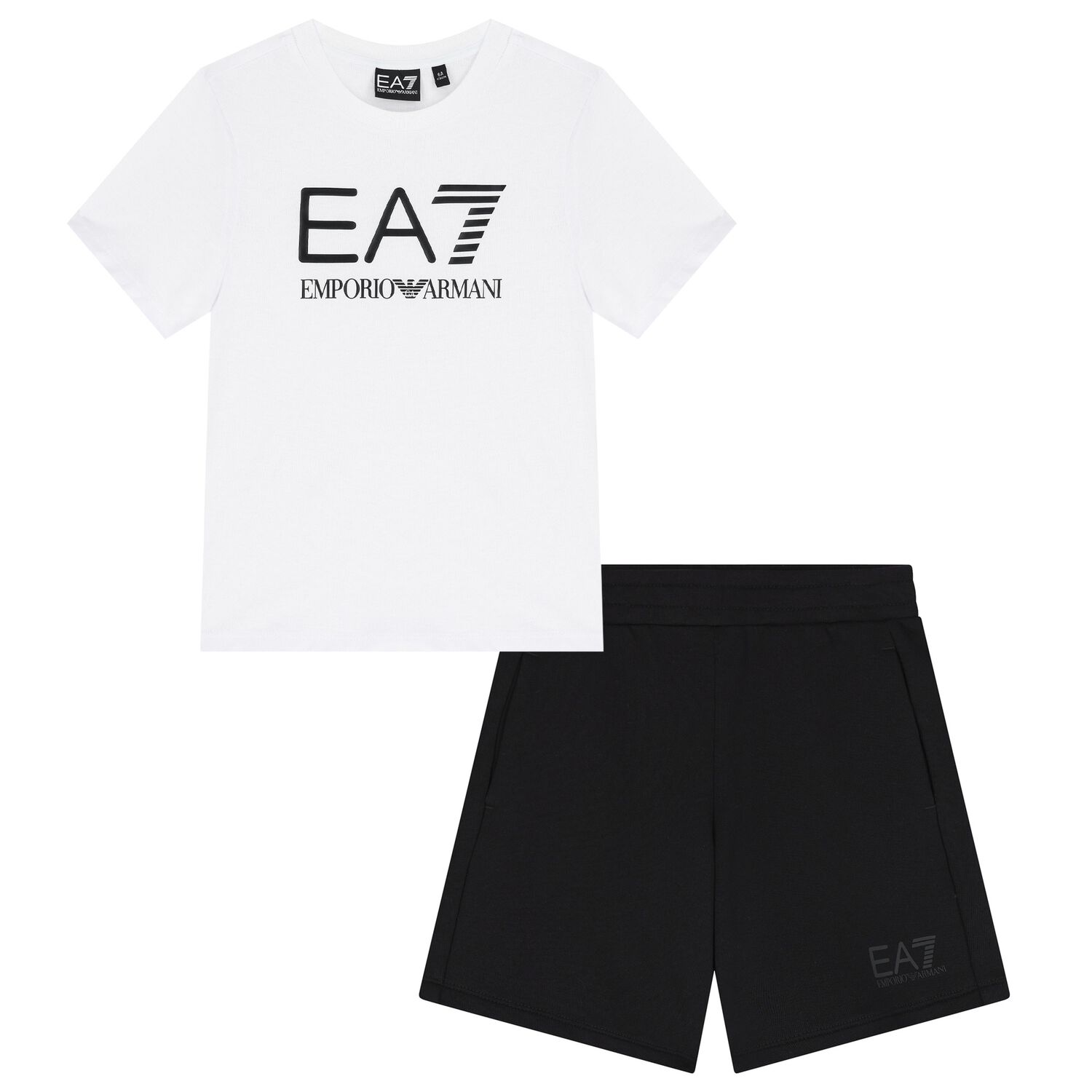 Boys White & Black Logo Shorts Set, 1, hi-res image number null