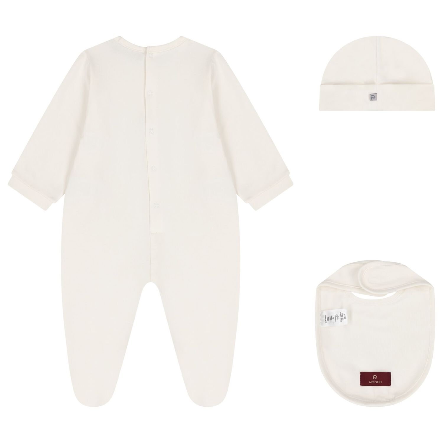 Ivory & Gold Babygrow, Hat & Bib Gift Set, 1, hi-res
