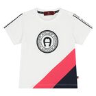 Younger Boys White Logo T-Shirt, 1, hi-res