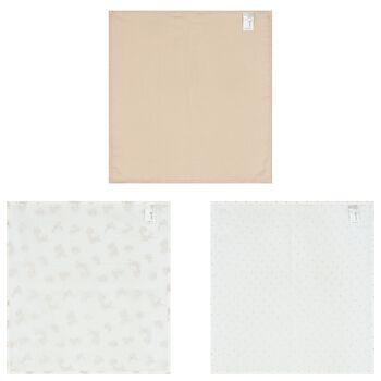 White & Beige Muslin Swaddles (3-Pack)
