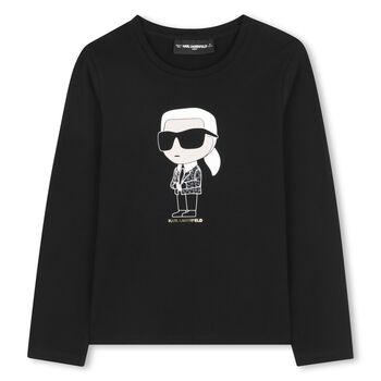 Girls Black Ikonik Karl Long Sleeve Top