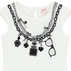 Girls White & Black Necklace T-Shirt, 1, hi-res