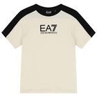 Boys Beige Logo T-Shirt, 1, hi-res