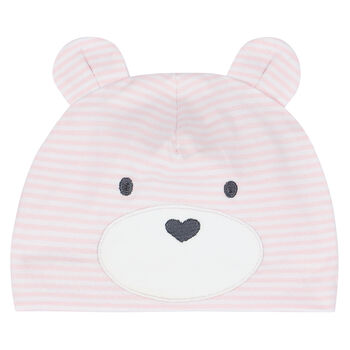 Baby Girls Pink & White Striped Hat