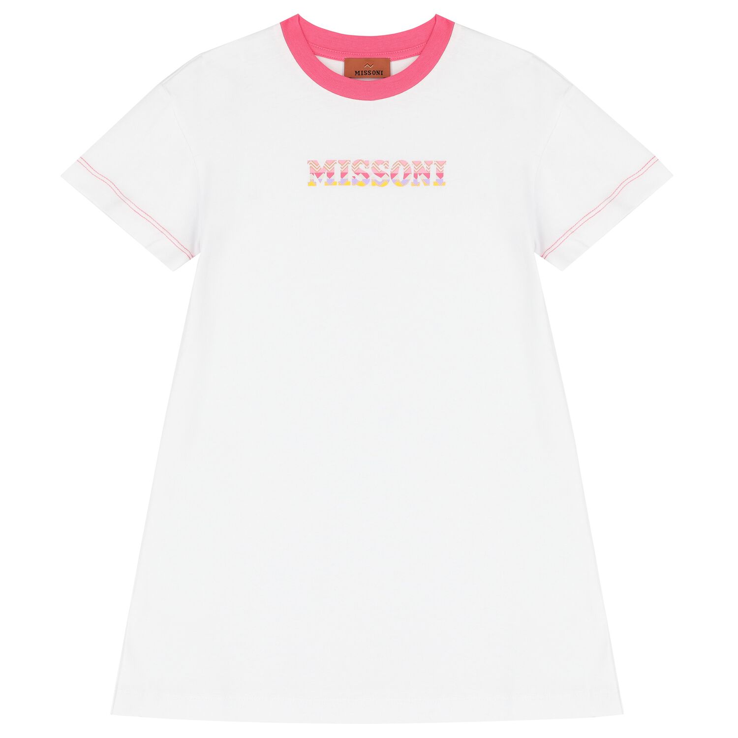 Girls White Logo Dress, 1, hi-res