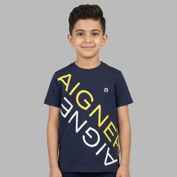 Boys Navy Blue Logo T-Shirt