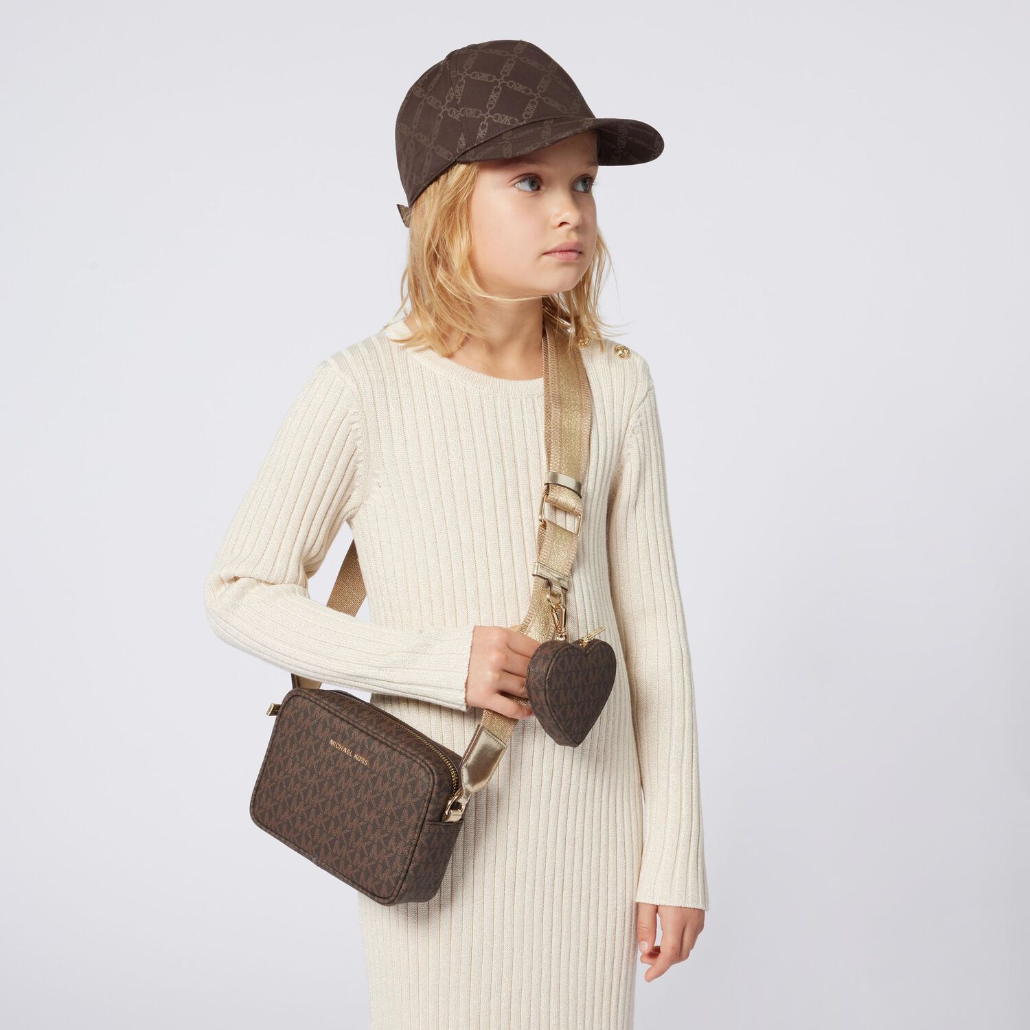 Girls Brown Logo Shoulder Bag, 1, hi-res