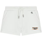 Girls White Logo Shorts, 1, hi-res