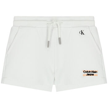 Girls White Logo Shorts