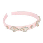 Girls Pink Velvet Embellished Headband, 1, hi-res