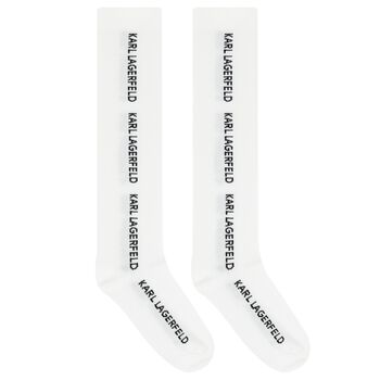 Girls White Logo Socks