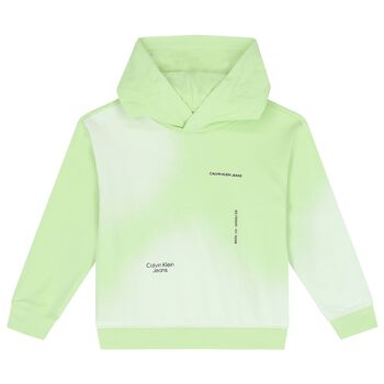 Boys Green Logo Hooded Top