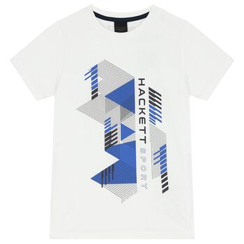 Hackett London Boys White Logo T-Shirt, 2 Boys White Logo T-Shirt