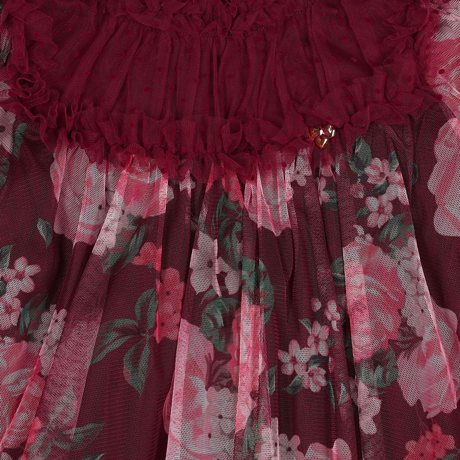 Baby Girls Red Floral Tulle Nadiya Dress, 1, hi-res