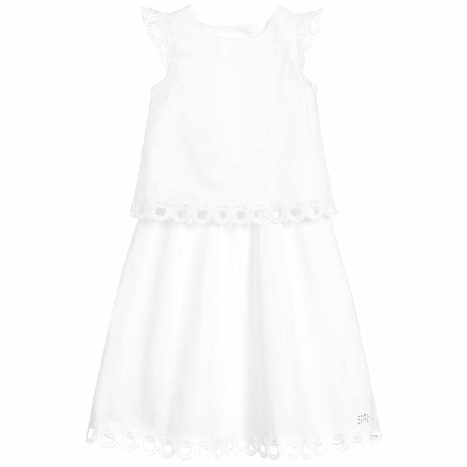 Girls White Ezel Dress, 1, hi-res