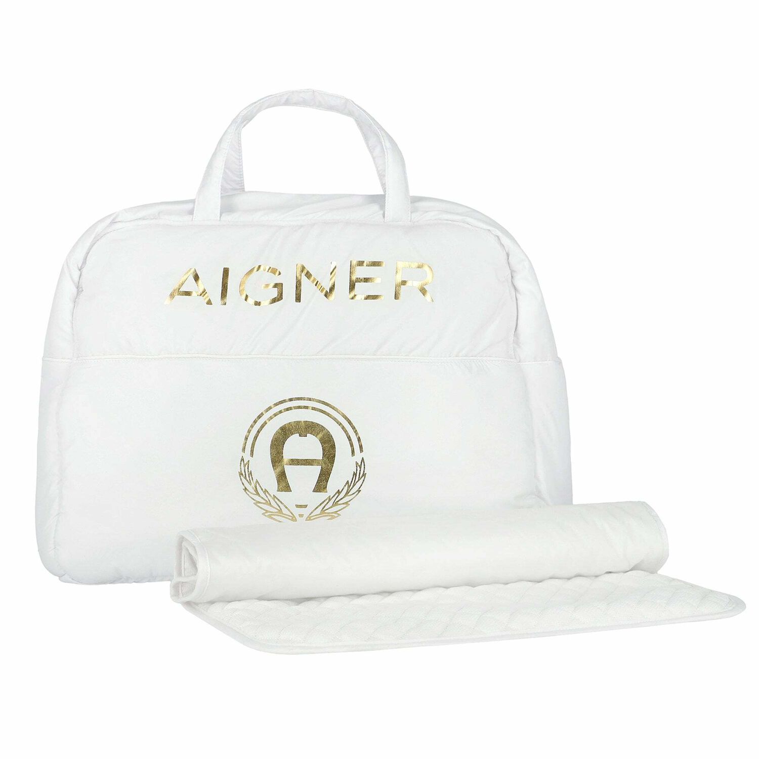 White & Gold Baby Changing Bag, 1, hi-res