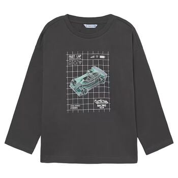 Boys Grey Glow In The Dark Car Long Sleeve Top