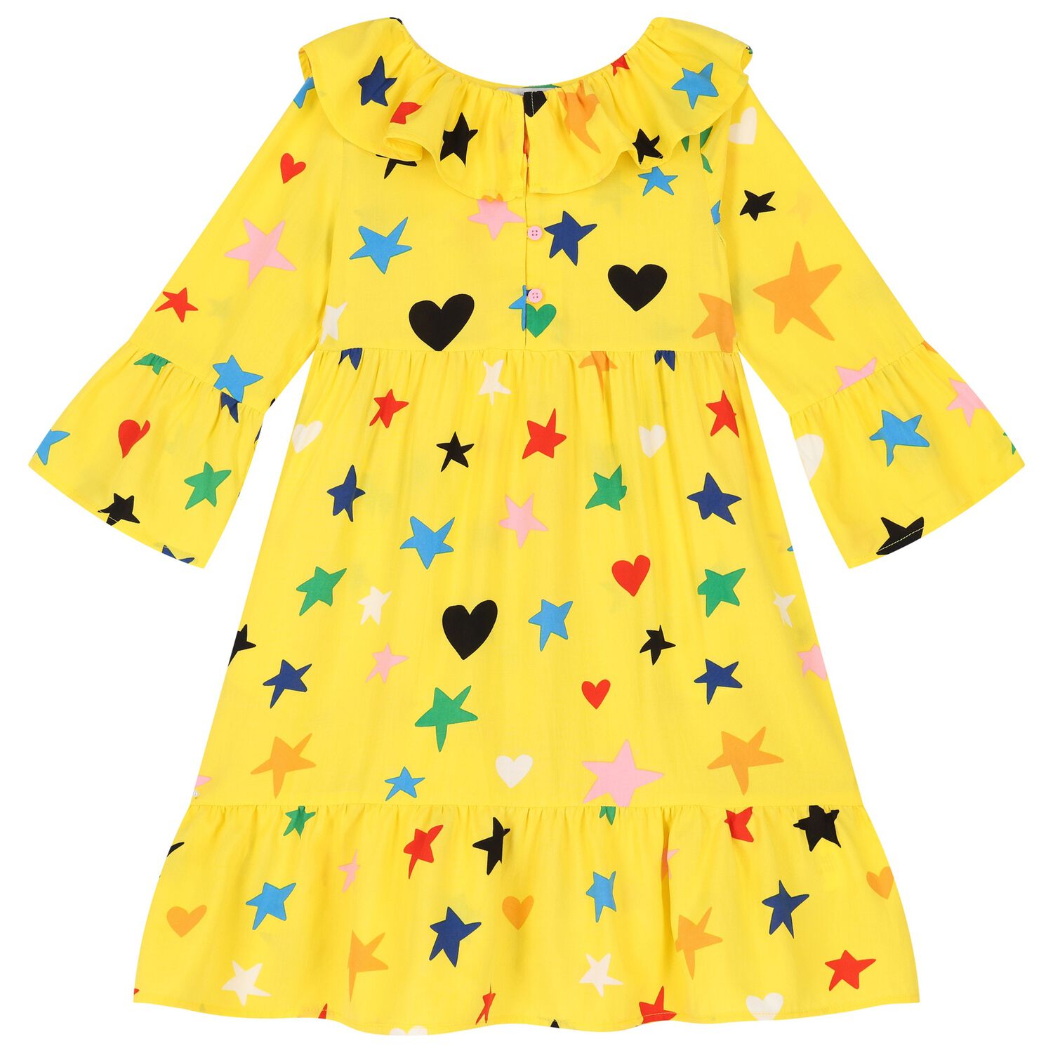 Girls Yellow Star Dress, 1, hi-res