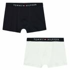 Boys White & Navy Boxer Shorts (2-Pack), 1, hi-res