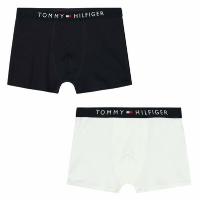 Boys White & Navy Boxer Shorts (2-Pack)